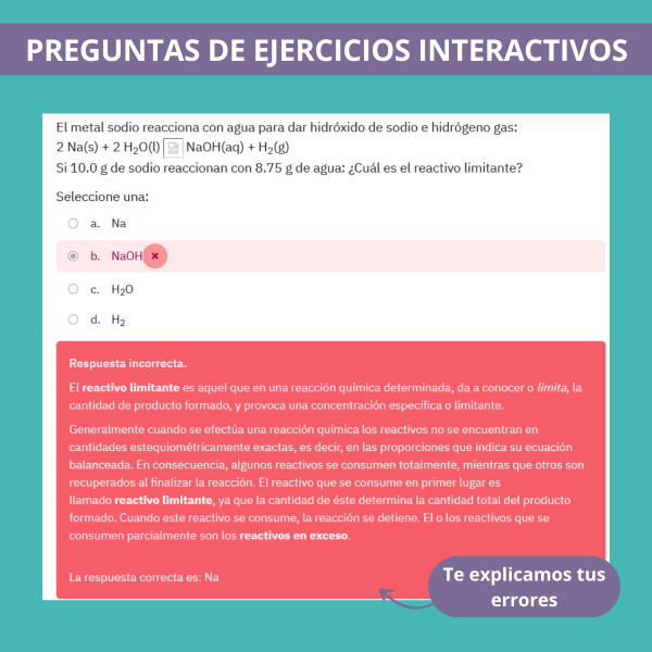 Muestra de ejercicios interactivos de Química PAU+25