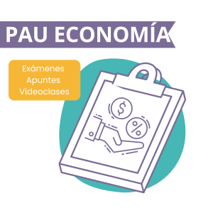 Ilustración con una mano, un símbolo de dólar y un porcentaje, representando el curso online de Economía para la Selectividad PAU