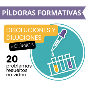 Portada del curso de Química sobre disoluciones y diluciones con icono de laboratorio, pipeta y tubos de ensayo.